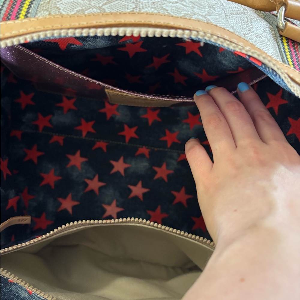 Consuela Tan Tote with Colorful Strap - Picture 4 of 6